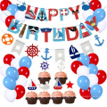 Sailor Nautical Happy Birthday Banner Latex Balloons for Kids Nautical Theme Birthday Party Decoration Supplies